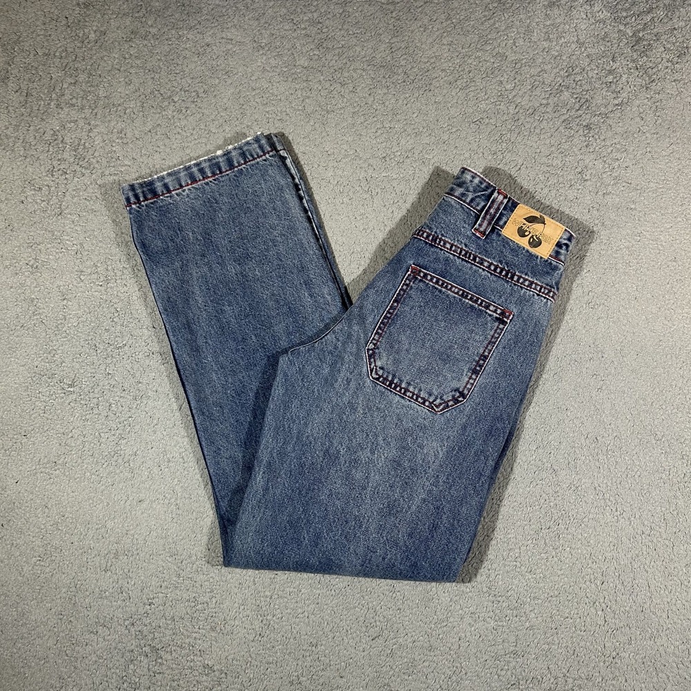 White Fox Boutique High Waisted Straight Leg Jeans Blue Size XS Cherry #3817
